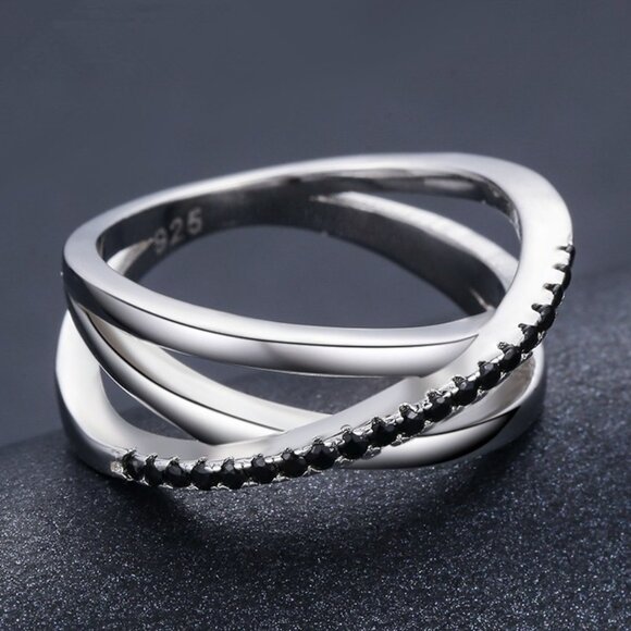 Multi Layer Four Lines Stacking Cross Stackable Rings for Women, PD048 - Picture 3 of 3